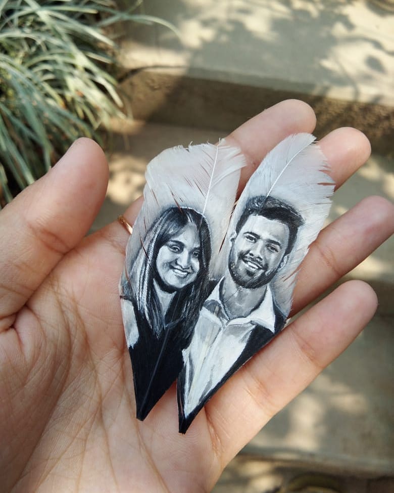 Couples Feather Painting