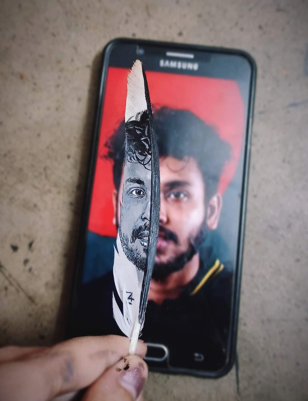 Half Face Feather Painting