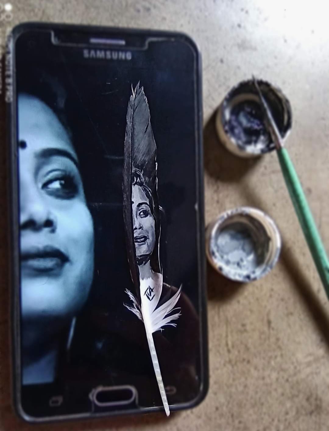 Half Face Feather Painting
